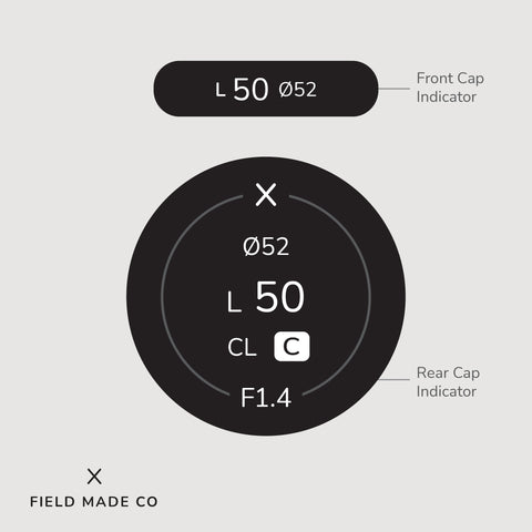 Sigma L 50mm F1.4 CL DG - C lens cap indicator sticker by Field Made co