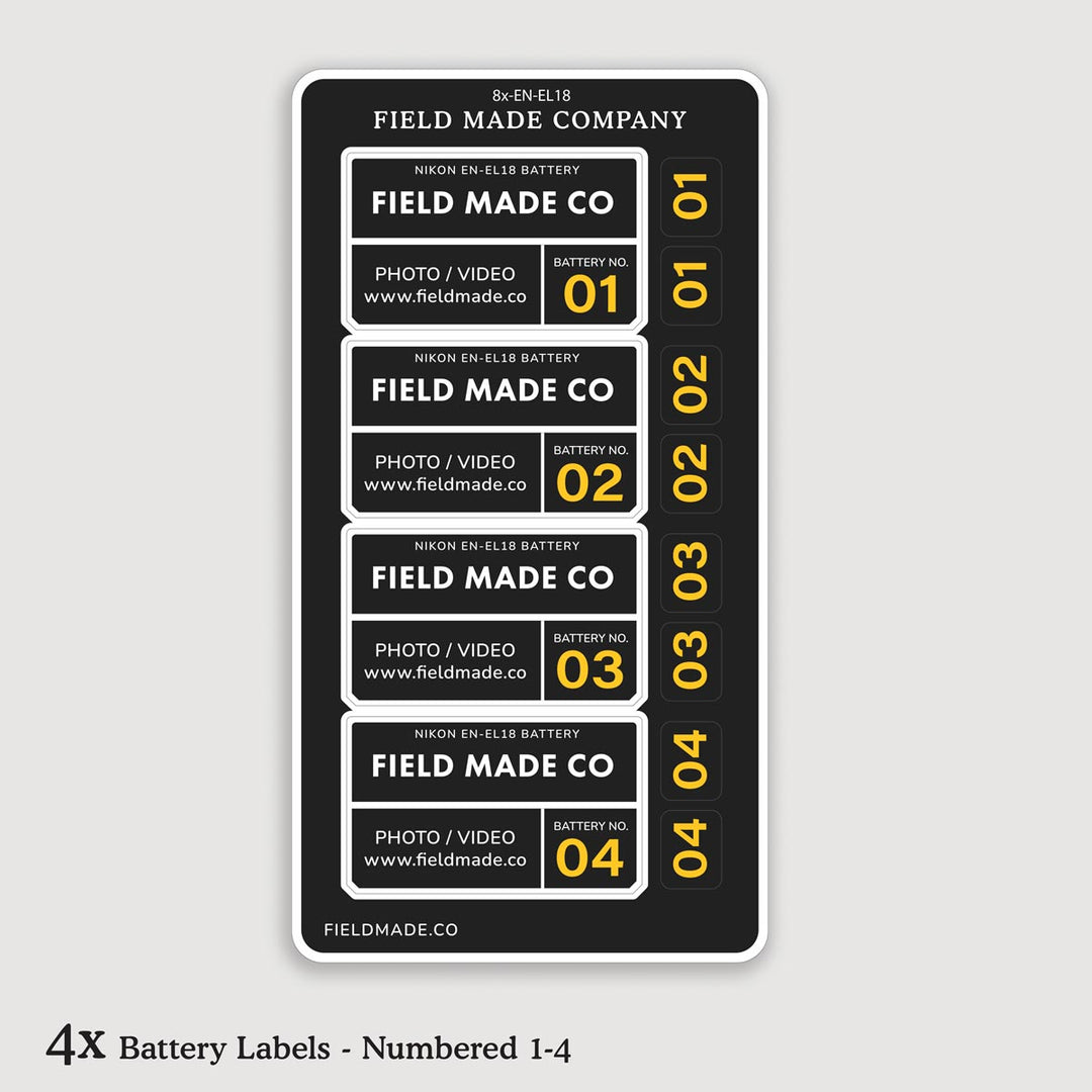 Custom Nikon EN-EL18 Battery Labels | ID System | Field Made Co