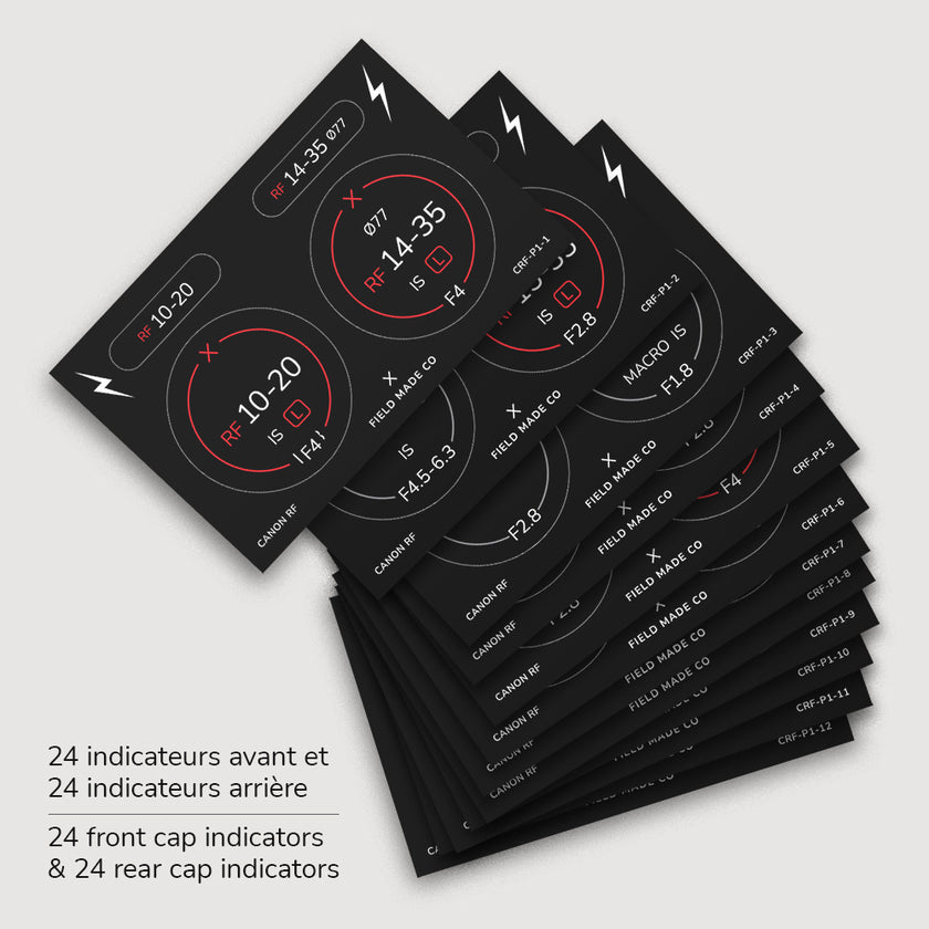 Canon RF Camera Lens Identification Sticker Pack Field Made Co