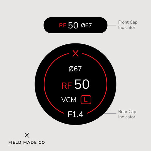 Indicateur d'objectif en vinyle pour les capuchons avant et arrière Canon RF