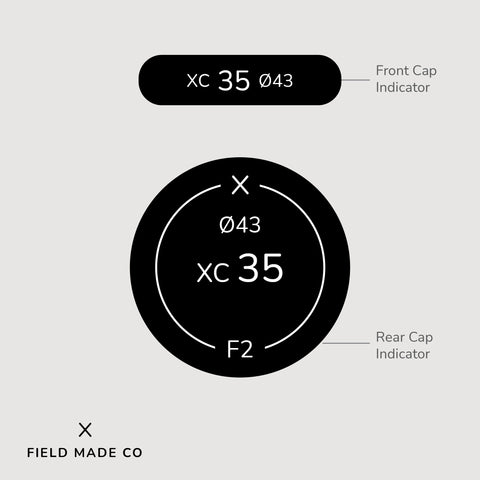 Indicateur d'objectif en vinyle pour les capuchons avant et arrière Fujifilm XF