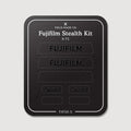 Stealth Kit for Fujifilm X-T1: Ghost Logo and Plain Black vinyl labels on the Field Made Co backing sheet