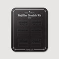 Stealth Kit for Fujifilm X-E3: Ghost Logo and Plain Black vinyl labels on the Field Made Co backing sheet