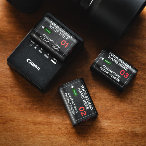 Customizable Labels for Canon LP-E6NH Batteries