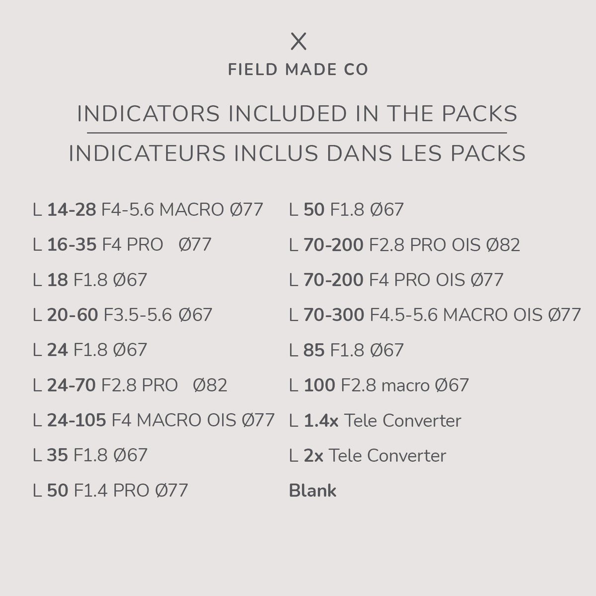 Lumix S Camera Lens Identification Sticker Pack | Field Made Co
