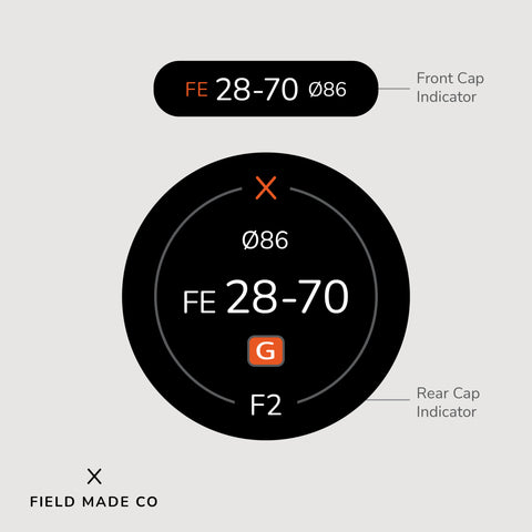 Lens Indicator Vinyl Sticker for Sony FE Front & Rear Caps