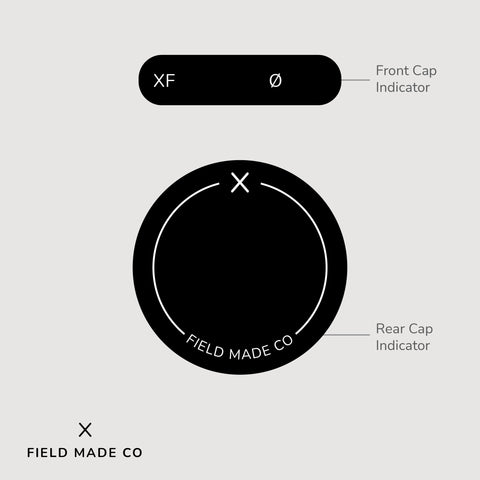 Indicateur d'objectif en vinyle pour les capuchons avant et arrière Sigma - Fujifilm XF
