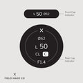 Sigma L 50mm F1.4 CL DG - C lens cap indicator sticker by Field Made co