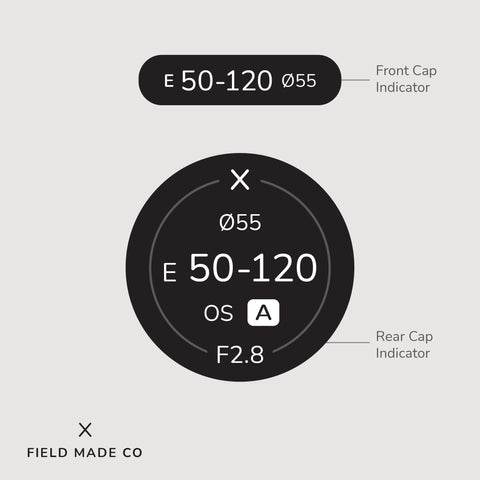 Sigma E 50-120 mm F2.8 DC OS - C lens indicator label for Sony E by Field Made Co