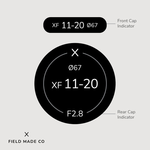 Indicateur d'objectif en vinyle pour les capuchons avant et arrière Tamron - Fujifilm XF