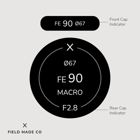 Indicateur d'objectif en vinyle pour les capuchons avant et arrière Tamron - Sony E